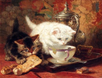Té animal gato Henriette Ronner Knip Pinturas al óleo